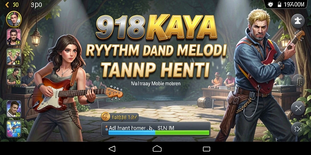 Screenshot gameplay 918KAYA menampilkan pengguna bernyanyi dengan penuh semangat.