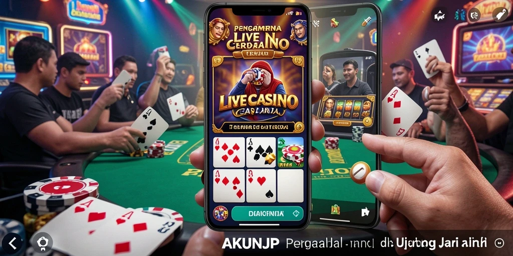 Screenshot AKUNJP menampilkan dealer langsung dan permainan yang menarik.