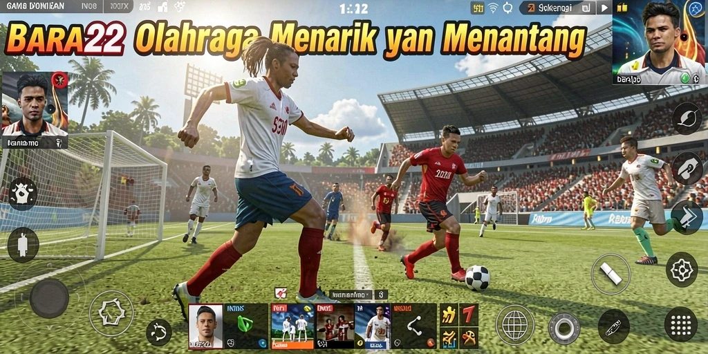Screenshot gameplay BARA22 yang menunjukkan aksi pertandingan olahraga.