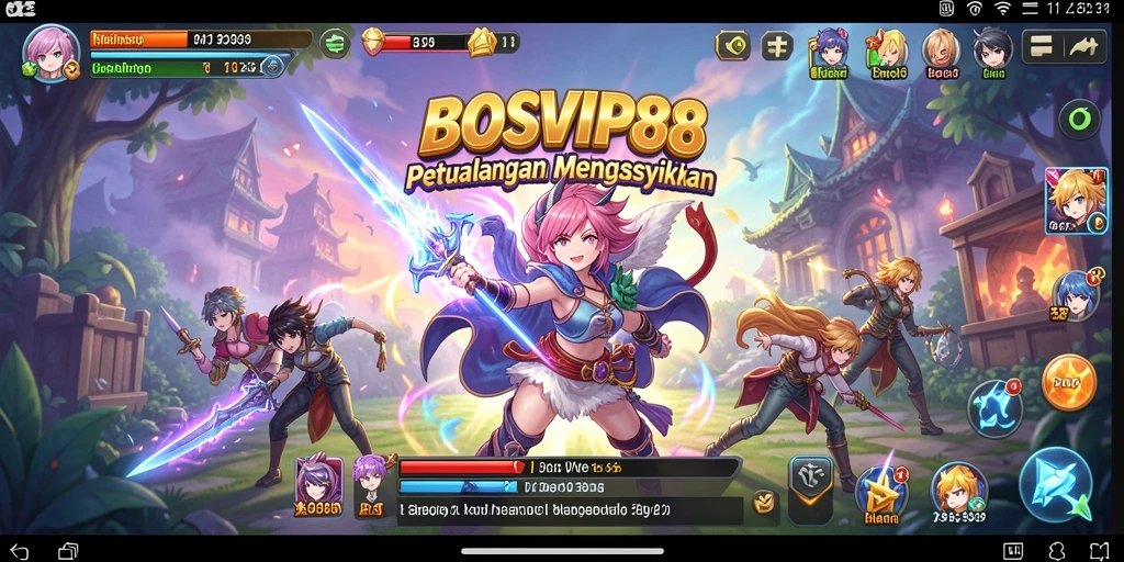 Tampilan screenshot permainan BOSVIP88 yang penuh warna dan karakter Anime.