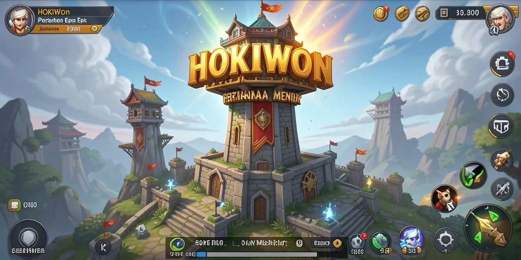 Tampilan menara dan musuh dalam HOKIWON yang menakjubkan.