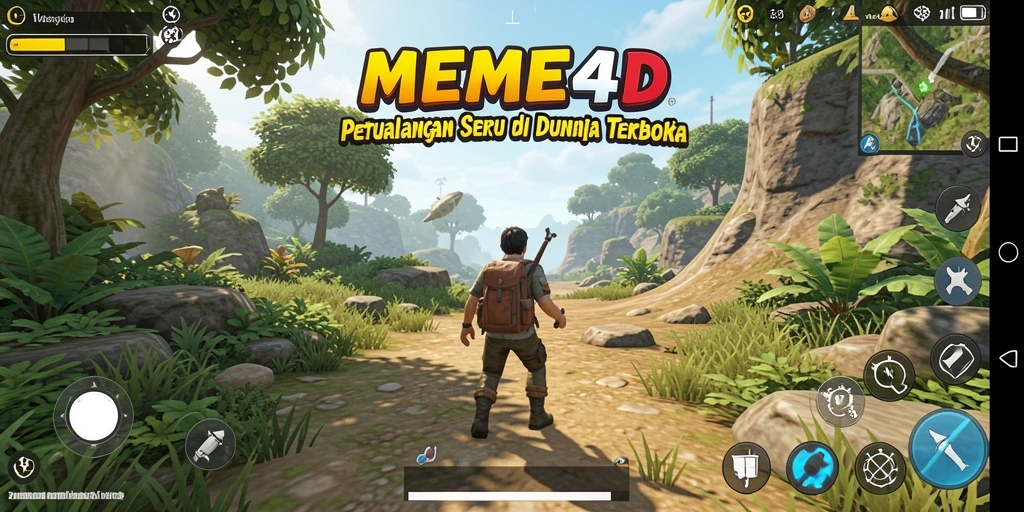 Tampilan menarik dari gameplay MEME4D di dunia terbuka.