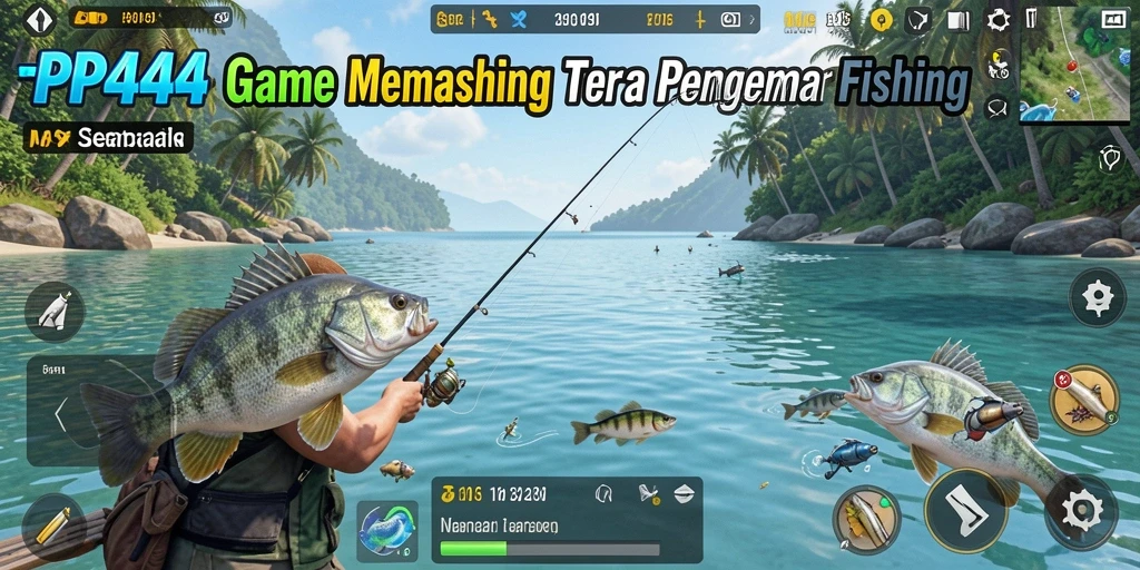 Screenshot gameplay <strong>PP444</strong> dengan ikan besar yang tertangkap.