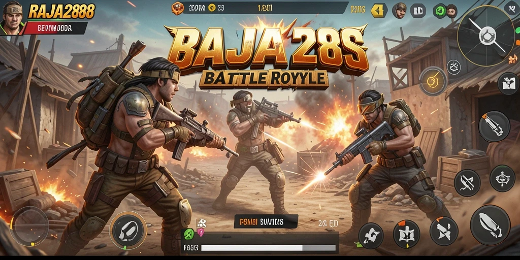 Gameplay intens dalam RAJA288 yang penuh aksi Battle Royale.