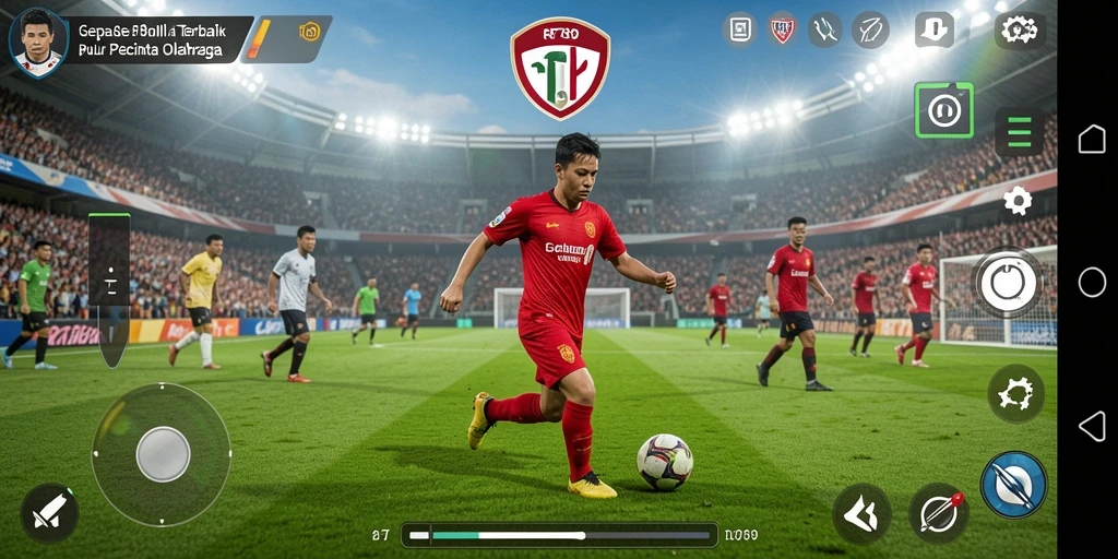 Tampilan gameplay saat pertandingan sepak bola yang intens.