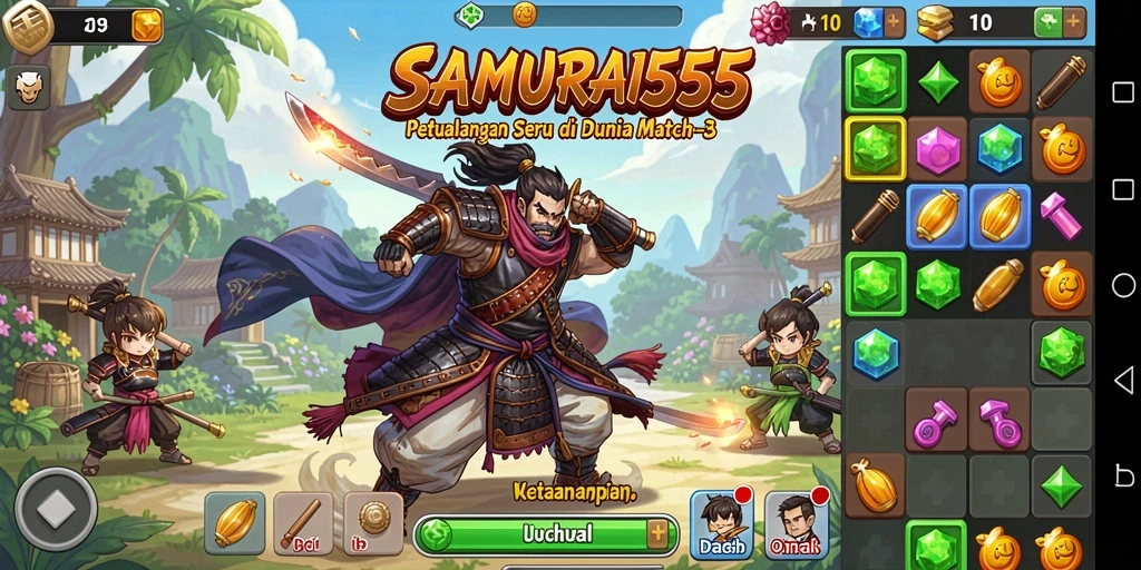 Tampilan gameplay SAMURAI555 menampilkan momen seru mencocokkan elemen.